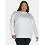 Feathers Women's Plus Foil Graphic Print Sweatshirt and Leggings Set, 2-Piece, Sizes 1X-3X